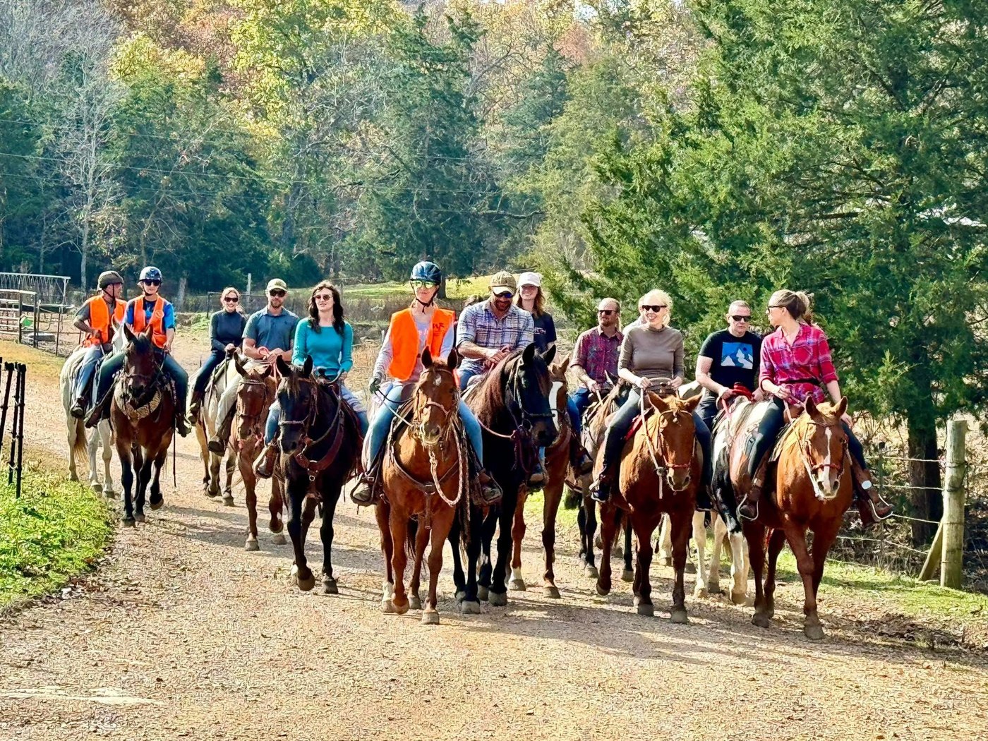 Trail ride group at Twin Willows Stables
